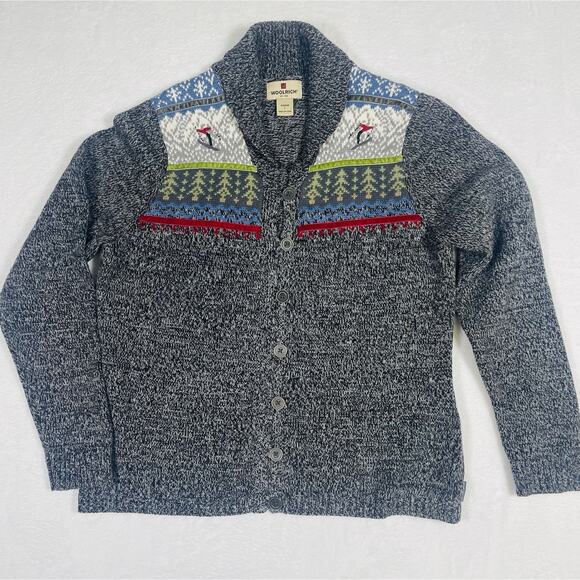 Woolrich Sweaters - Woolrich Cardigan Sweater Womens Sz L Charcoal Heathered Ski Winter Snow Holiday